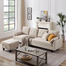 Bed Bath & Beyond Modular Sectional Couch L Shaped Beige 43.3" 4 Seater