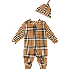 Jumpsuits Children's Clothing Burberry Baby Onesie & Hat Set - Archive Beige