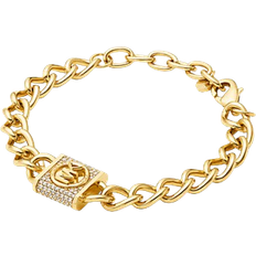 Michael Kors Precious Pavé Lock Curb Link Bracelet - Gold/Transparent