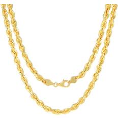 Nuragold Rope Chain Diamond Cut Necklace 6mm - Gold