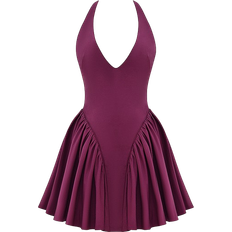 Short Dresses - Women House of CB Valentia Halter Mini Dress - Wine