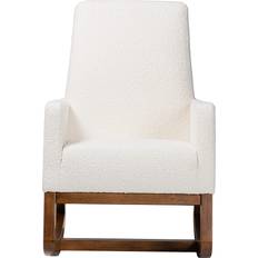 White Rocking Chairs Baxton Studio Yashiya Wood Off-White/Walnut Brown Rocking Chair 37"