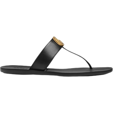 Gucci Sandals Gucci Flat Marmont Leather Thong - Black