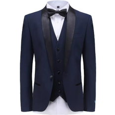 Blue - Men Suits Braveman Premium Slim Fit 3-Piece Tuxedo - Navy