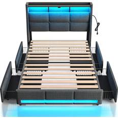 Rolanstar Bed Frame With LED Lights Twin