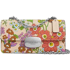 Coach Outlet Eliza Flap Crossbody Bag With Floral Print - Silver/Ivory Multi