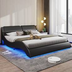 Rgb led lights Dictac Bed Frame With RGB LED Lights Queen