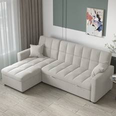 Pull out sofa bed Magic Home Wide Sectional Couch Pull-Out Light Grey Sofa 82" 3 Seater