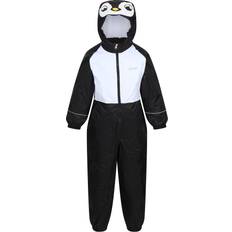 Fleecefutter Regenoveralls Regatta Kid's Mudplay III Waterproof Puddle Suit - Black Penguin
