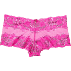 Pink - Women Clothing Victoria's Secret Shimmer Lace Boyshort Panty - Fuchsia Frenzy