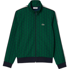 Lacoste Schwarz Bekleidung Lacoste Sweat Jacket With Paris Jacquard Monogram - Navy Blue/Green