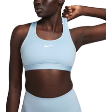 Nike Swoosh With Medium Support Padded Sports Bra For Women - Light Armory Blue/White