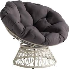 Papasan chair frame OSP Home Furnishings ‎BF29296CM-GRY Wicker Papasan Cream Frame/Grey Cushion Lounge Chair 35.2"