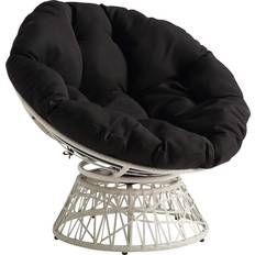 Papasan chair frame OSP Home Furnishings ‎BF29296CM-BK Wicker Papasan Cream Frame/Black Cushion Lounge Chair 35.2"