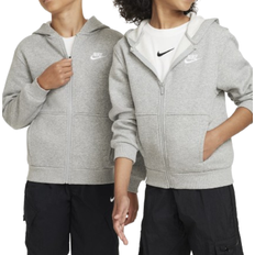 Children's Clothing Nike Big Kid's Sportswear Club Fleece Full-Zip Hoodie - Dark Grey Heather/Base Grey/White