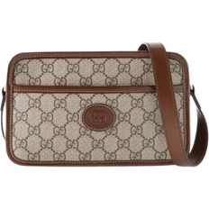 Velourleder Taschen Gucci Trimmed Monogrammed Messenger Bag - Brown