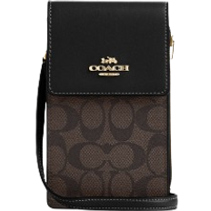 Coach North South Phone In Signature Crossbody Bag - Gold/Brown/Black