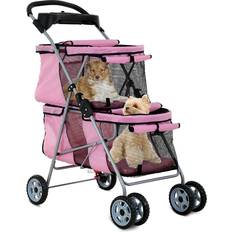 Dkeli 4 Wheels Double Dog Stroller for Small Medium Pet 50.8x101.6cm