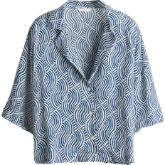H&M Oversized Resort Shirt - Blue/Pattern