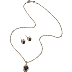 Smykkesett Black Beauty Necklace and Earrings Jewellery Set - Gold/Black/Transparent