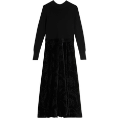 Ted Baker Julyiet Knit Bodice Velvet Midi Dress - Black