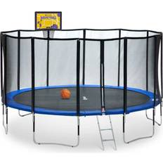 ExacMe Luxury Trampoline 457cm + Premium Enclosure + Rectangular Basketball Hoop