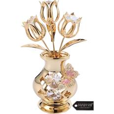 Decorative Butterfly Flower Ornament Clear Crystal Vase 4"