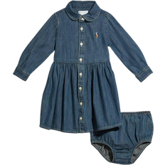 Blue Dresses Polo Ralph Lauren Baby's Shirred Denim Shirtdress & Bloomer - Indigo Blue