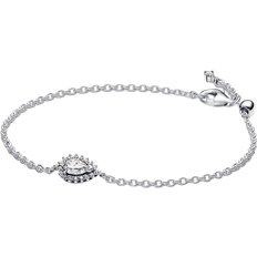 Pandora Sparkling Pear Halo Chain Bracelet - Silver/Transparent