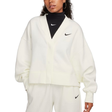 White - Women Cardigans Nike Sportswear Phoenix Fleece Women's Over Oversized Cardigan - Sail/Black