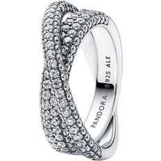 Pandora Timeless Pave Crossover Dual Band Ring - Silver/Transparent