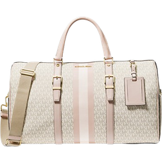 Michael Kors Weekend Bags Michael Kors Bedford Travel Extra-Large Logo Stripe Weekender Bag - Vanilla/Soft Pink