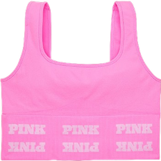 Pink Seamless Logo Sports Bra - Lola Pink