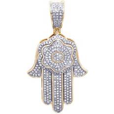 Jewelry Unlimited Hamsa Flower Pendant - White Gold/Diamonds