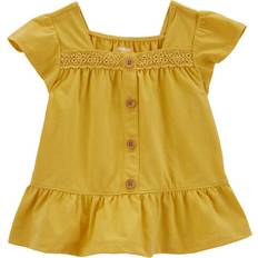 Polyester Hemden Toddler Girls Crochet Flutter Button-Front Shirt 5T OshKosh B'gosh Yellow 5T