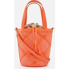 Orange Bucket Bags Love Moschino Borsa Studded Raffia and Faux Leather Bucket Bag