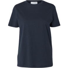 Dame T-skjorter & Singleter Selected My Essential Classic T-shirt - Dark Sapphire