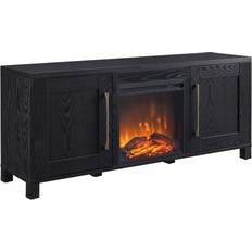 65 inch fireplace tv stand Chabot with Log Fireplace Black Grain 58x25"