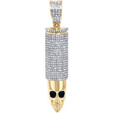 Jewelry Unlimited Skull Bullet Pendant - Gold/White Gold/Black/Diamonds