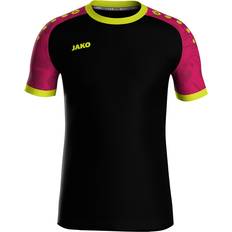 JAKO Kid's Iconic SS Jersey - Black/Pink/Neon Yellow (4224K-805)