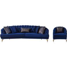 Chesterfield-Sofas JVMoebel Luxury Blue Sofa 270cm 2Stk. 5-Sitzer