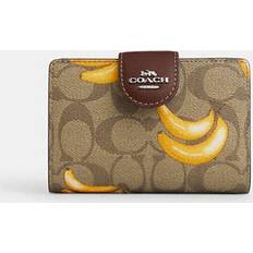Coach Outlet Medium Corner Zip In Signature Canvas With Banana Print Brown One Size