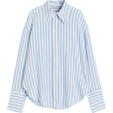 H&M Linen Mix Oversized Blouse - White/Blue Stripes