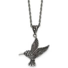 Chisel Antiqued Bird Necklace - Silver/Black/Transparent