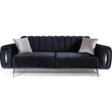 JVMoebel Upholstered Black Sofa 235cm 3-Sitzer