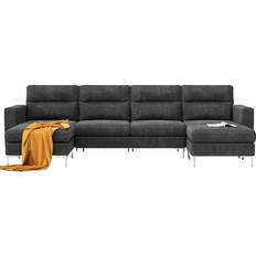 Yeshomy Convertible Sectional Dark Gray Sofa 111.6" 6 Seater