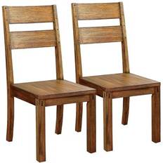 Rowlie Dark Oak Wood Slat 2 Kitchen Chair