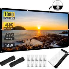 Projector screen 100 inch, coi outdoor movie screen 16:9 foldable and anti-cr