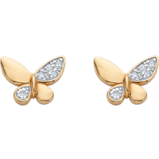Roaman's Butterfly Stud Earrings - Gold/Silver/Diamonds