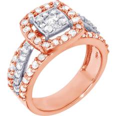 Jewelry Unlimited Square Engagement Ring - Rose Gold/White Gold/Diamonds